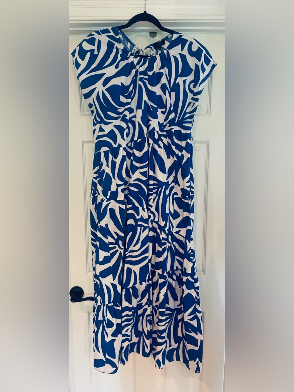 1. State Blue and White Abstract Maxi Dress